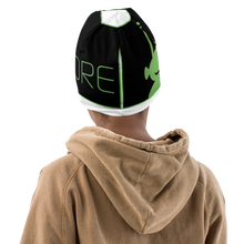 Load image into Gallery viewer, Another Beanie That's So Cool, Your Child's Smile Will Span The Universe. SEE-MORE Alien-Green on Black, White Kids Beanie