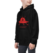 Load image into Gallery viewer, The SEE-MORE Spaceship is Raising Smiles Throughout The Universe. This Hoodie Definitely Raises Galaxy-Size Smiles.