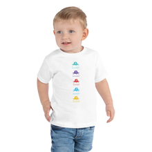 Load image into Gallery viewer, Just Watch The Smile Light Up Your Child's Face in This SEE-MORE COLORFUL SPACESHIPS Toddler Short Sleeve Cotton TEE