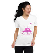 Load image into Gallery viewer, SEE-MORE Spaceship Short Sleeve V-Neck T-Shirt. "The Lucie"