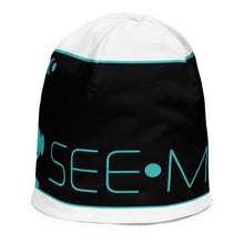 Load image into Gallery viewer, SEE-MORE Turquoise on Black, White Kids Beanie
