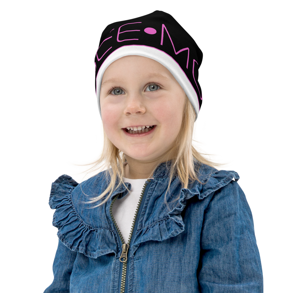 SEE-MORE Pink and Black Beanie For Maximum Wattage Smiles.