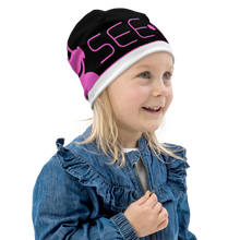 Load image into Gallery viewer, SEE-MORE Pink and Black Beanie For Maximum Wattage Smiles.
