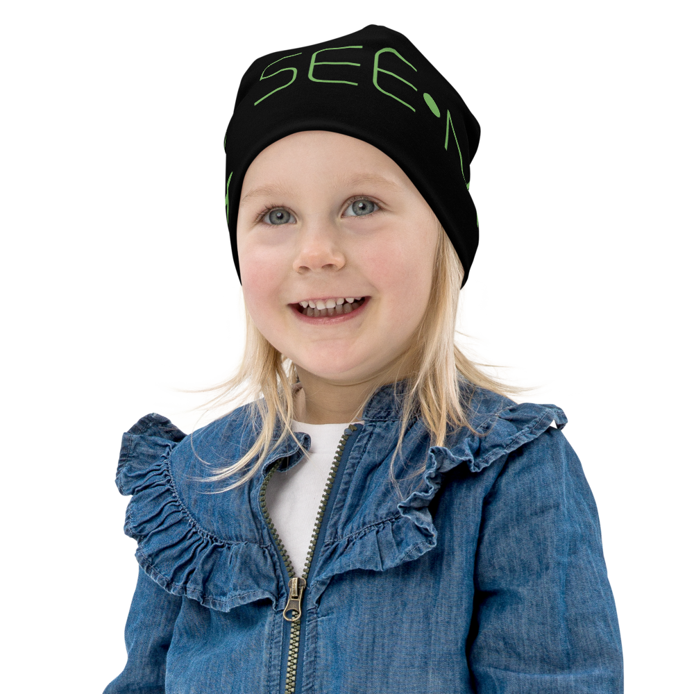 A Beanie So Cool Your Child's Smile Will Break the Internet.  SEE-MORE Alien-Green on Black, Kid's Beanie