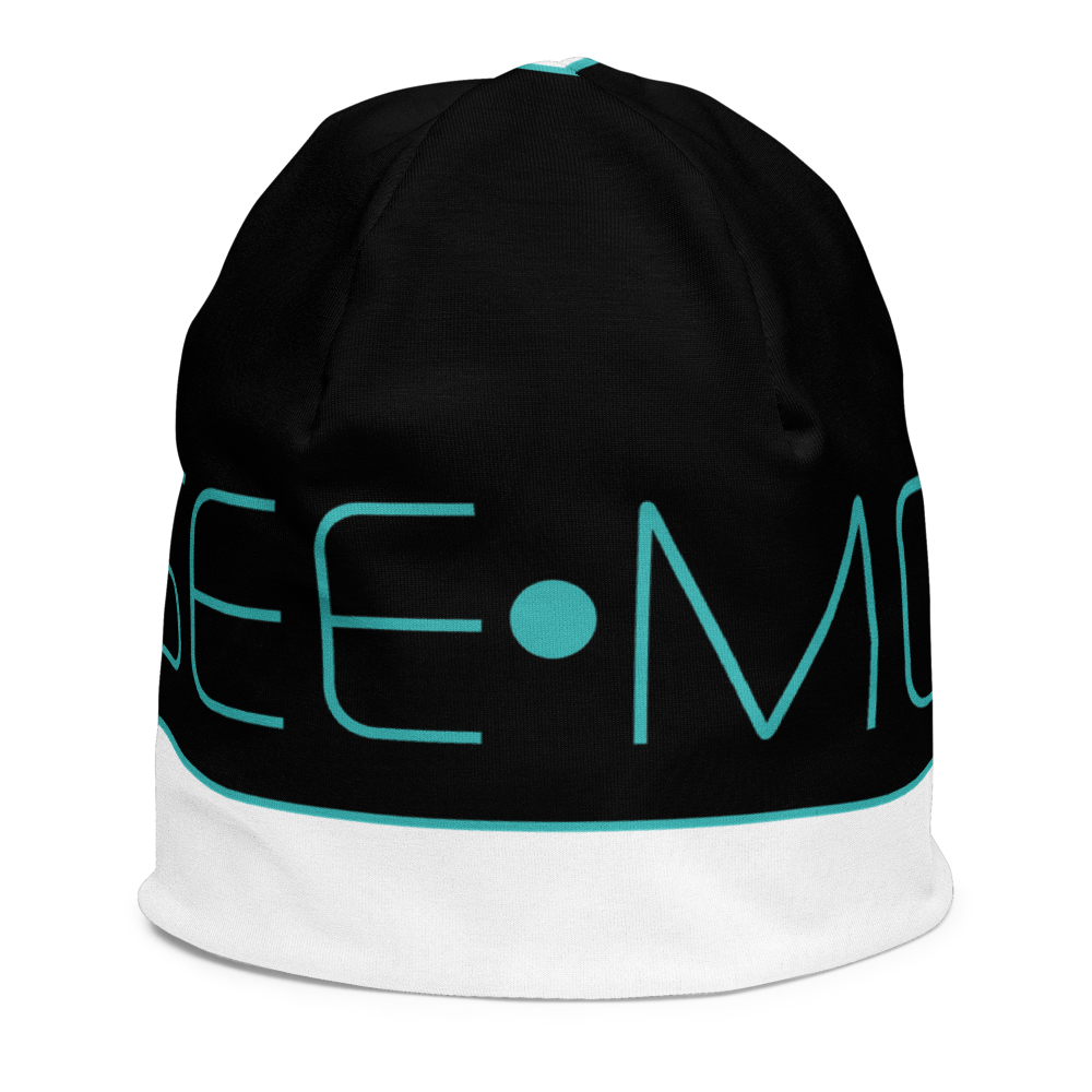 SEE-MORE Teal on Black Kids Beanie