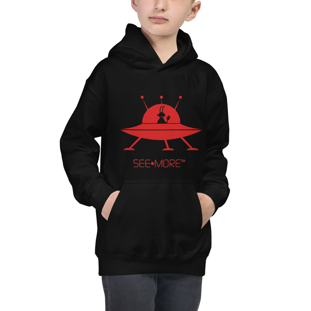 The SEE-MORE Spaceship is Raising Smiles Throughout The Universe. This Hoodie Definitely Raises Galaxy-Size Smiles.