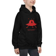 Load image into Gallery viewer, The SEE-MORE Spaceship is Raising Smiles Throughout The Universe. This Hoodie Definitely Raises Galaxy-Size Smiles.
